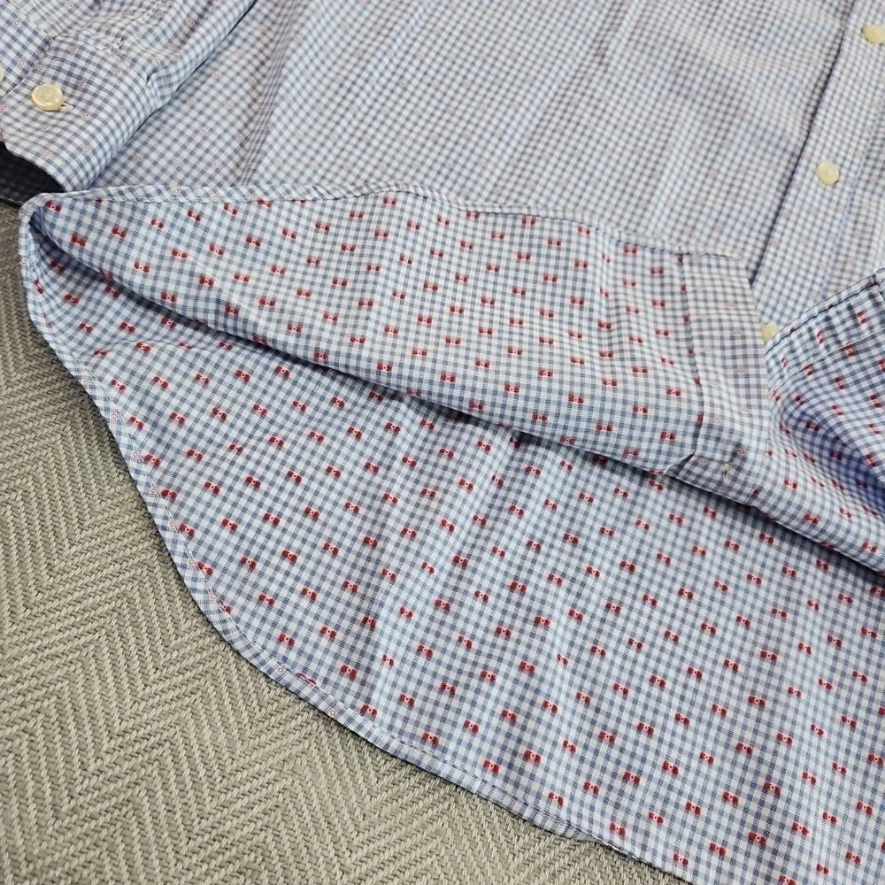 Banana Republic Shirt Mens XL 17-17.5 35-36 Non-Iron Blue Check Slim Fit EUC Top